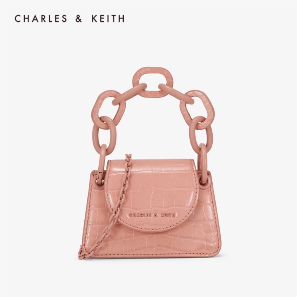 Charles & Kieth Lipstick Chain Bag Blush Pink